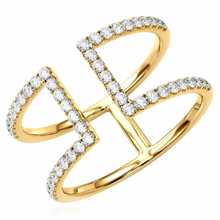 0.50CTW Natural Diamond 14K Gold Geometric Diamond Crossover Ring - WJD Exclusives