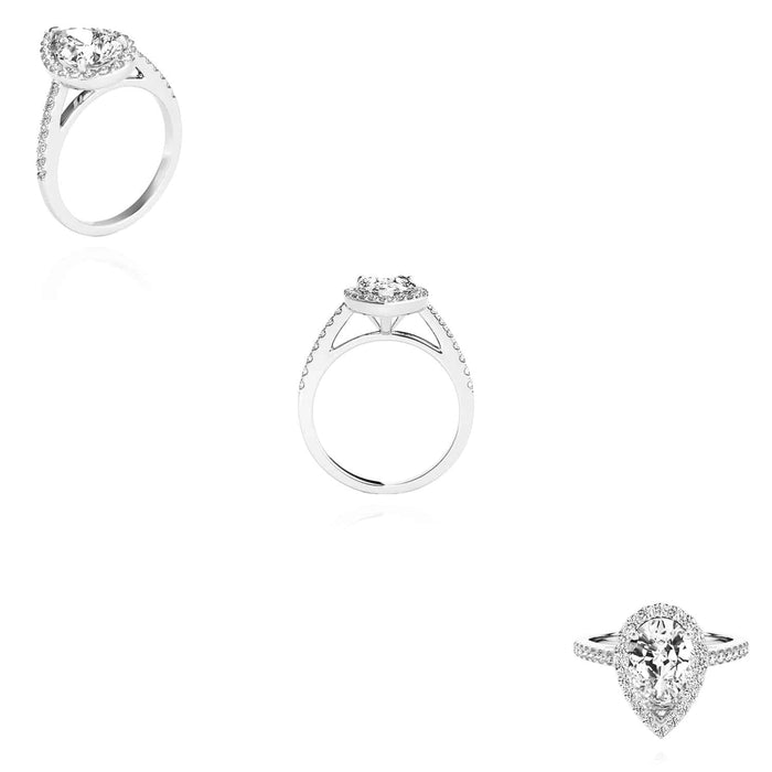 2.35CTW Lab - Grown Diamond 18K Gold White Pear Halo Diamond Engagement Ring - WJD Exclusives