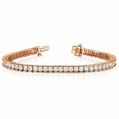 10.50CTW Lab-Grown Diamond 14K Real Gold Yellow White Rose Tennis Bracelet 7.5"