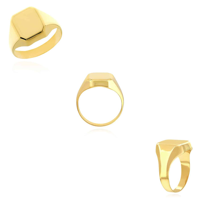 Engravable 14K Gold Personalized Rectangular Signet Ring - WJD Exclusives