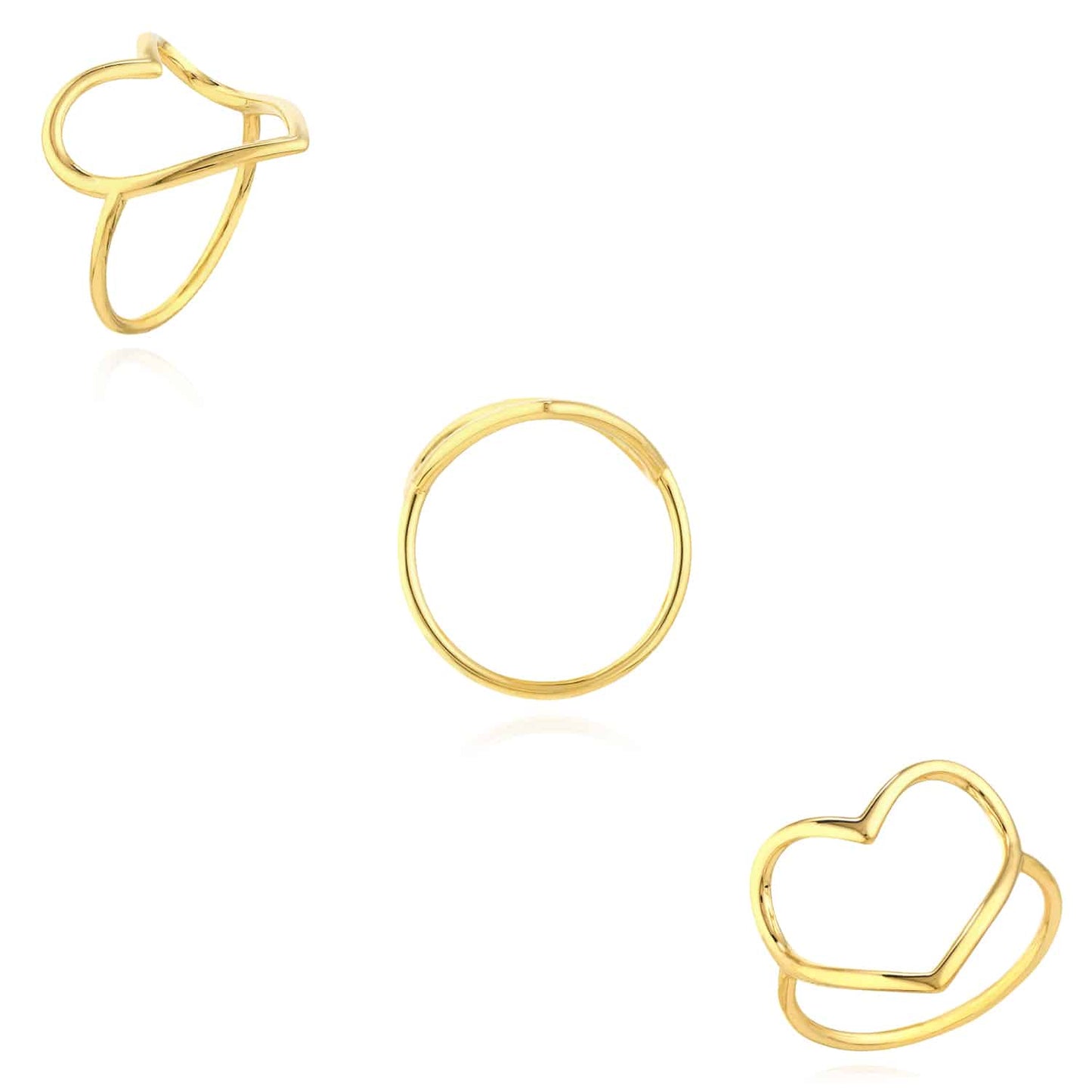 14K Real Gold Heart Band Lightweight Stackable Ring