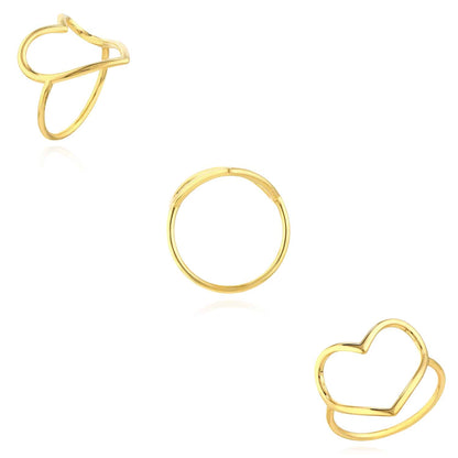14K Real Gold Heart Band Lightweight Stackable Ring