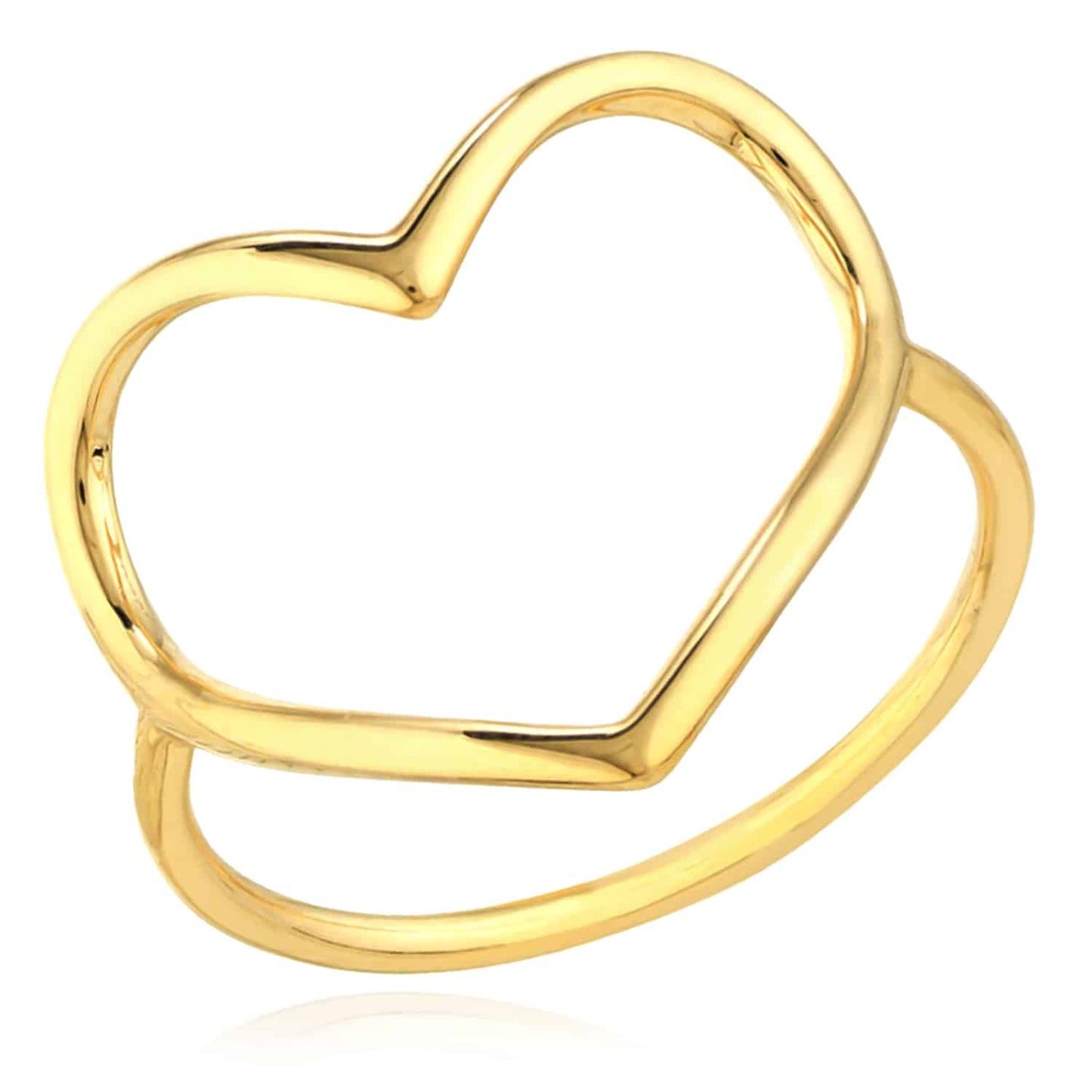 14K Real Gold Heart Band Lightweight Stackable Ring