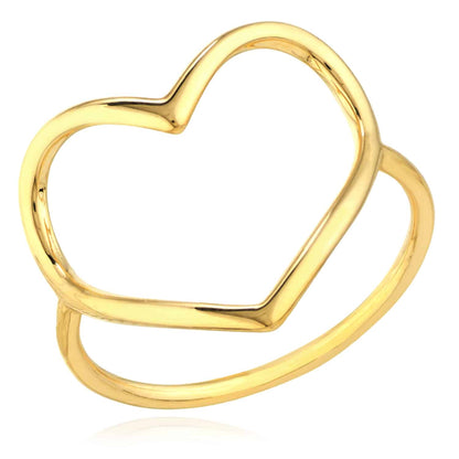 14K Real Gold Heart Band Lightweight Stackable Ring