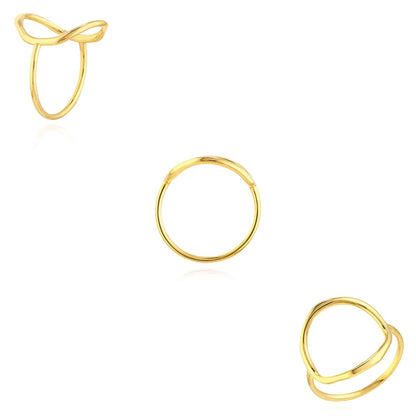 14K Real Gold Open Circle Band Lightweight Stackable Ring