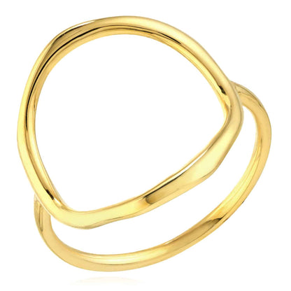 14K Real Gold Open Circle Band Lightweight Stackable Ring
