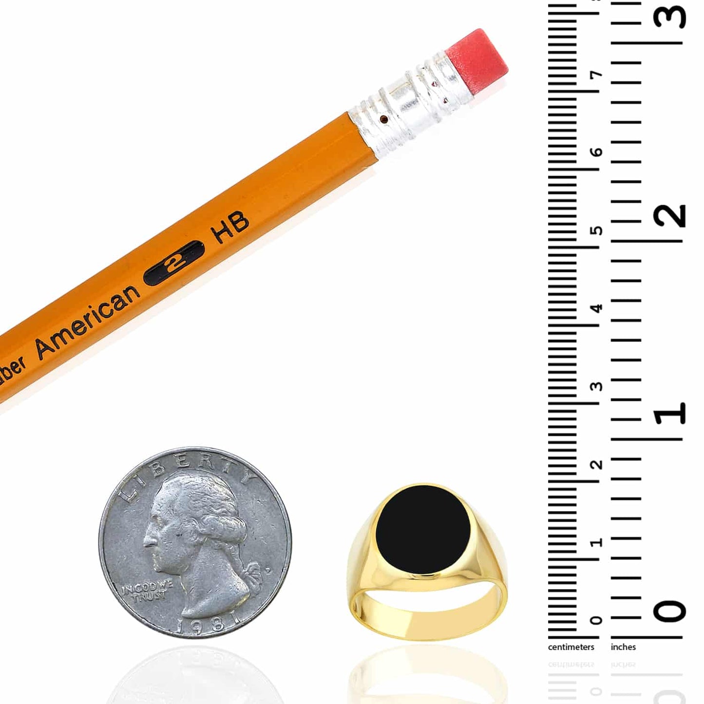 14K Real Gold Black Onyx Oval Signet Ring