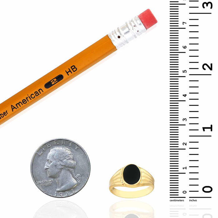 14K Gold Black Onyx Sophisticated Detail Signet Ring - WJD Exclusives