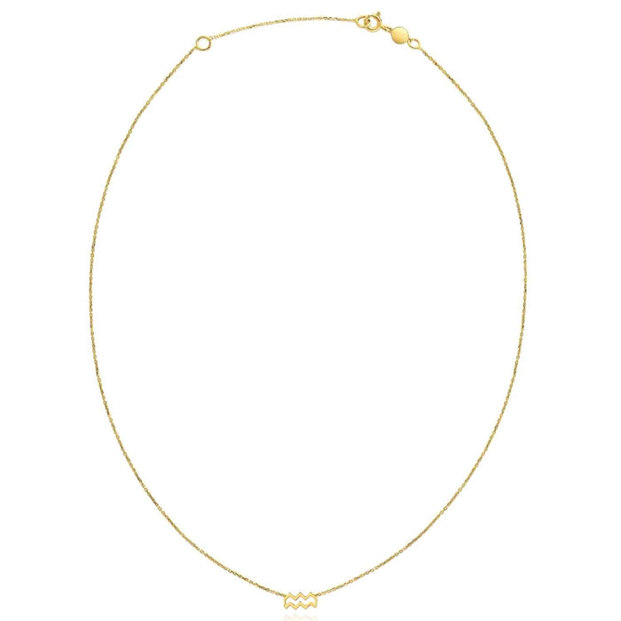 14K Yellow Gold Astrology Zodiac Sign Necklace (Solid Links) 16" - 18" Adjustable - WJD Exclusives