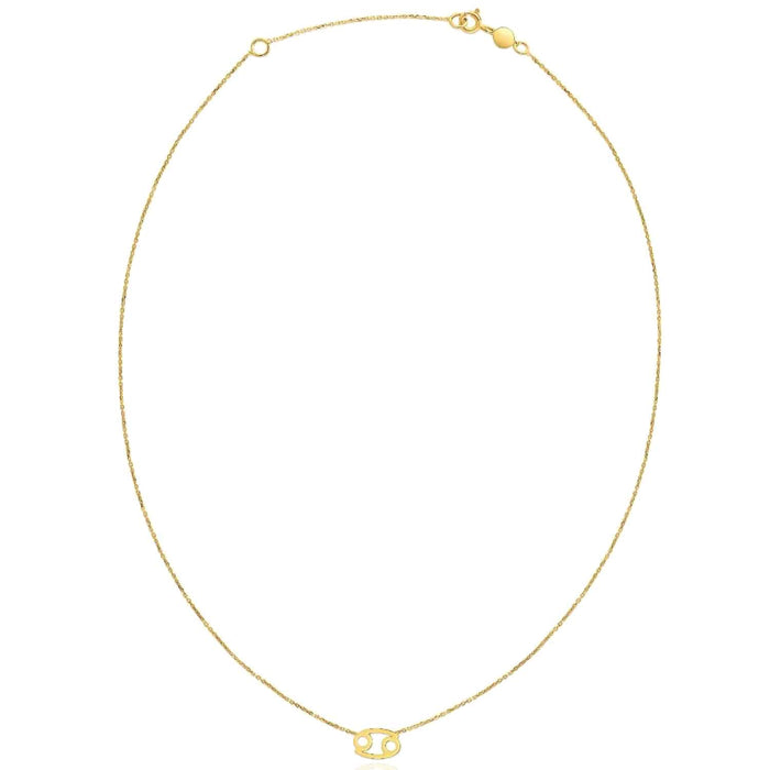 14K Yellow Gold Astrology Zodiac Sign Necklace (Solid Links) 16" - 18" Adjustable - WJD Exclusives