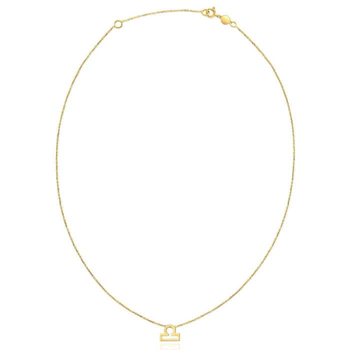14K Yellow Gold Astrology Zodiac Sign Necklace (Solid Links) 16" - 18" Adjustable - WJD Exclusives