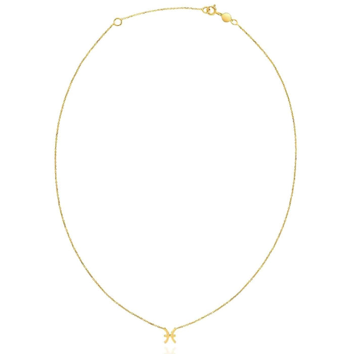 14K Yellow Gold Astrology Zodiac Sign Necklace (Solid Links) 16" - 18" Adjustable - WJD Exclusives