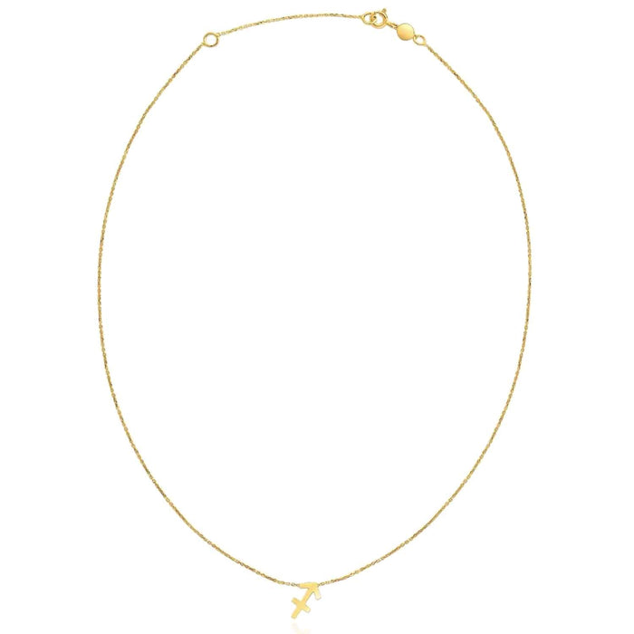14K Yellow Gold Astrology Zodiac Sign Necklace (Solid Links) 16" - 18" Adjustable - WJD Exclusives