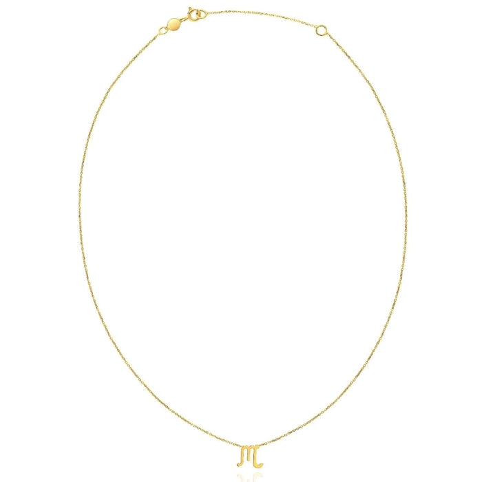 14K Yellow Gold Astrology Zodiac Sign Necklace (Solid Links) 16" - 18" Adjustable - WJD Exclusives