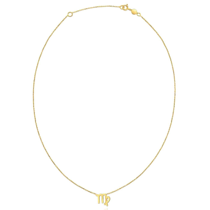 14K Yellow Gold Astrology Zodiac Sign Necklace (Solid Links) 16" - 18" Adjustable - WJD Exclusives