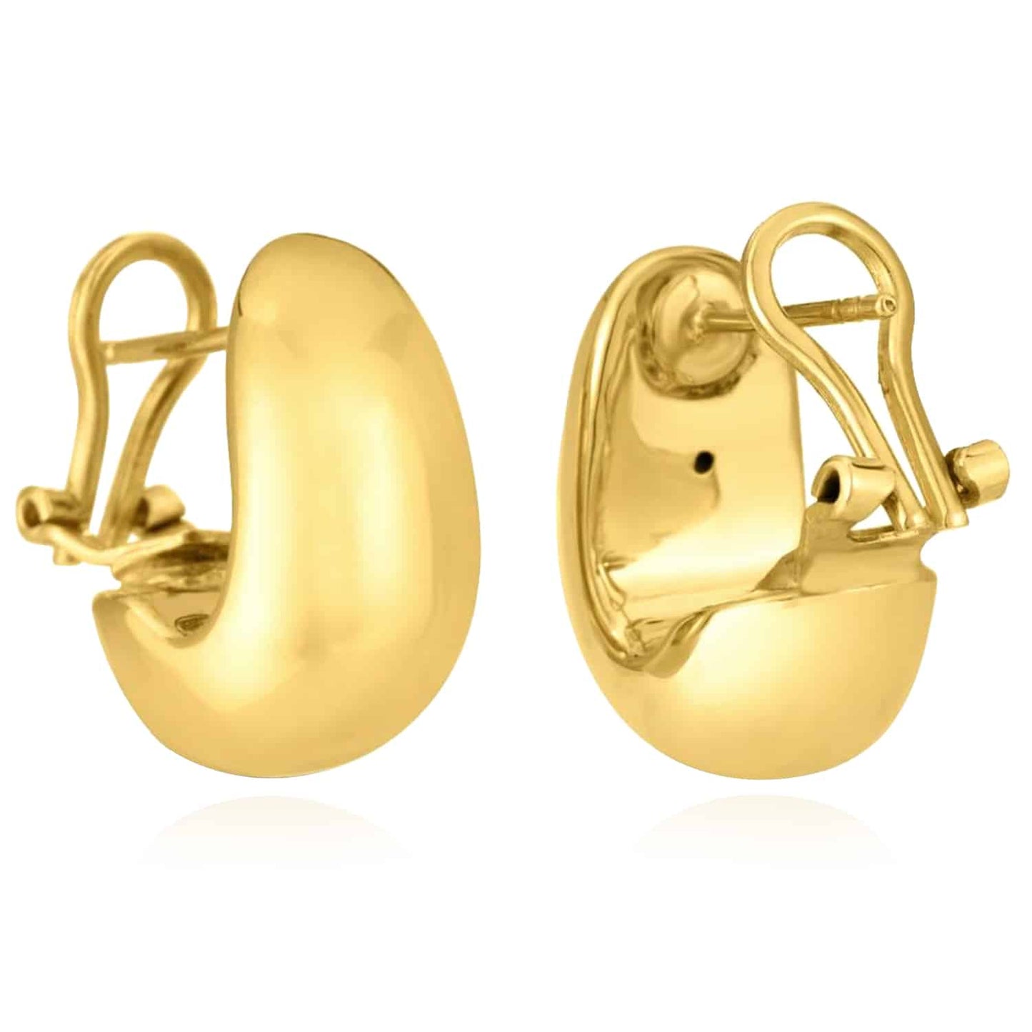 14K Real Gold Bold Omega Hoop Earrings 20mm