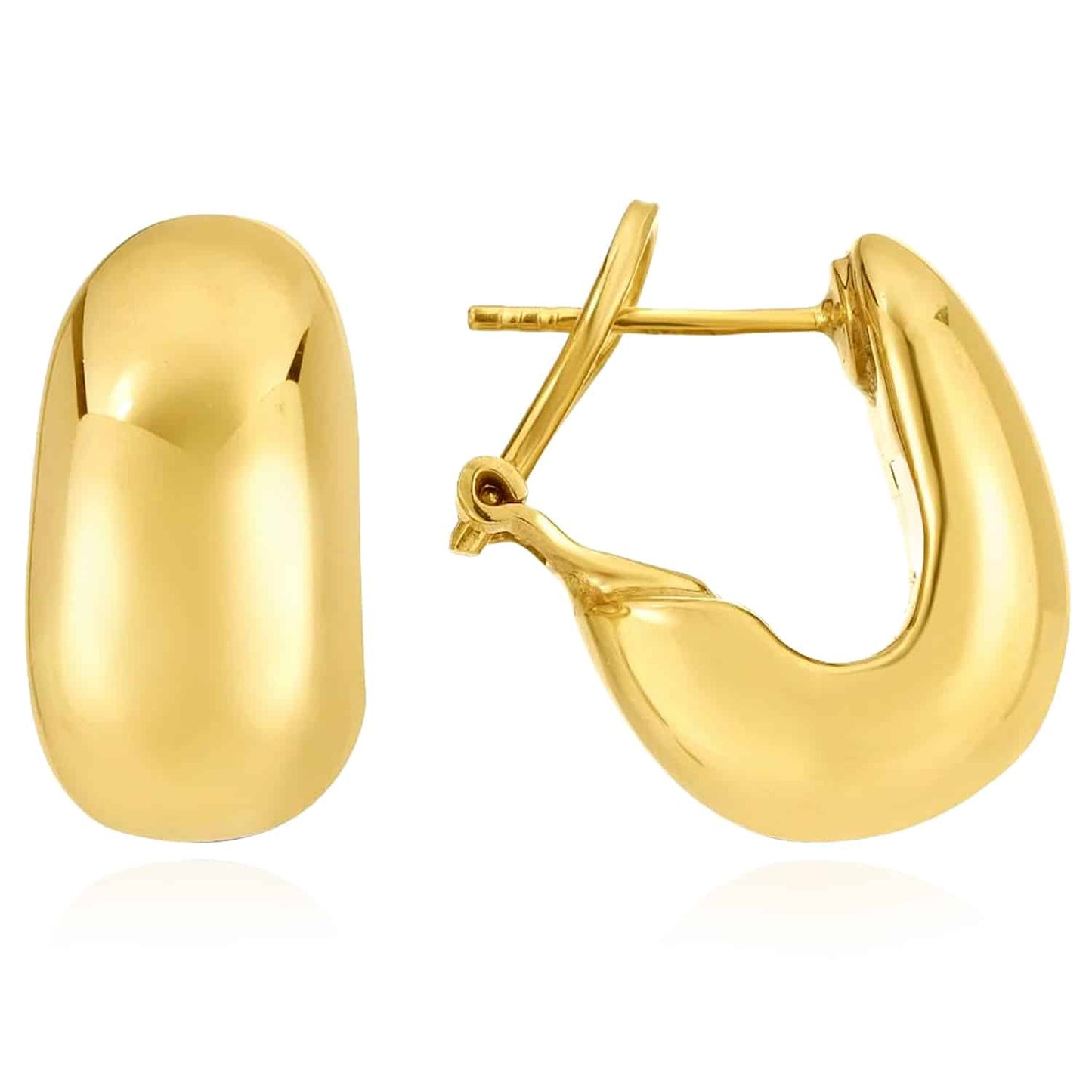 14K Real Gold Bold Omega Hoop Earrings 20mm