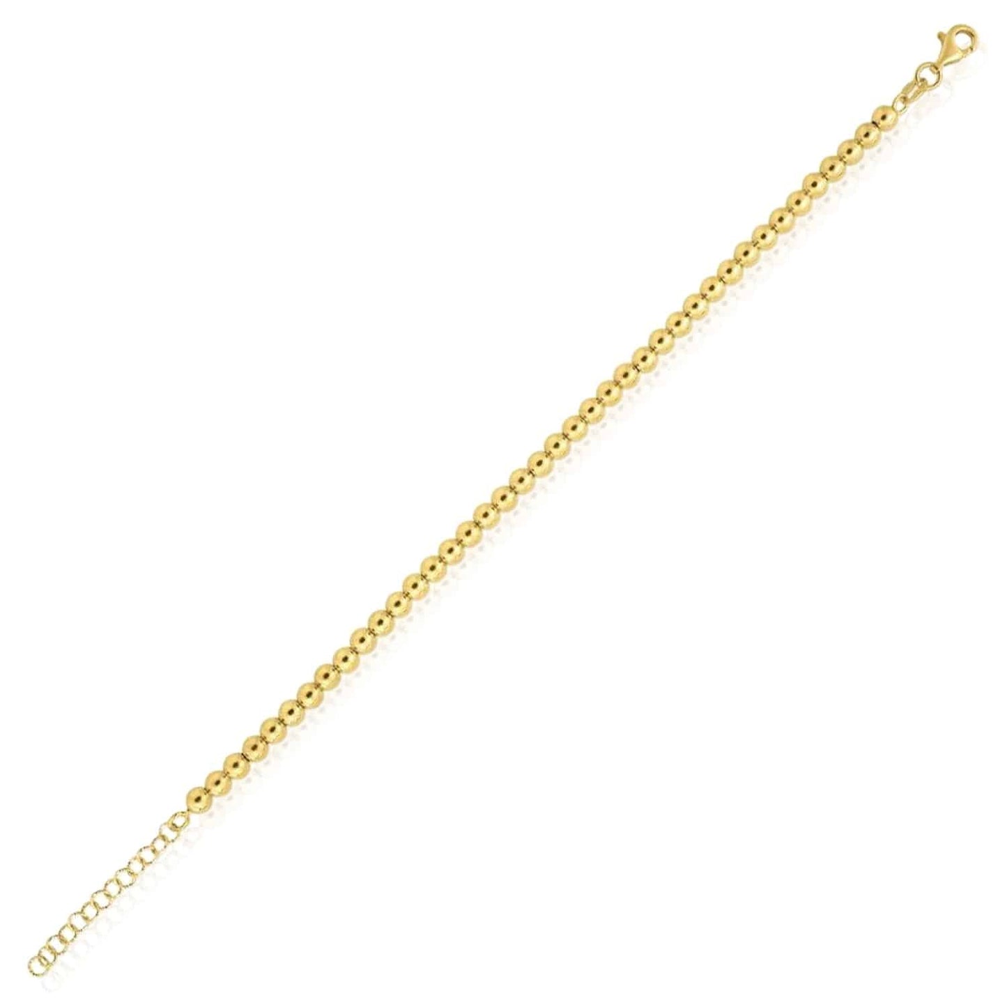 Solid 14K Real Gold 4mm Beaded Chain Necklace 16"-18" Adjustable
