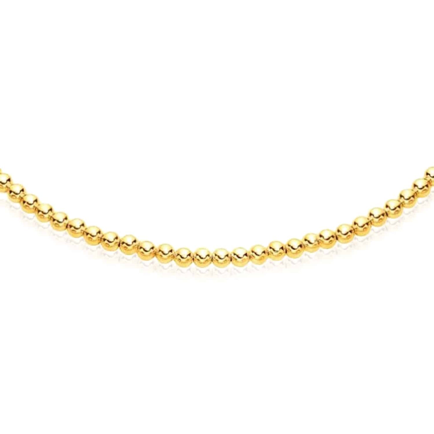 Solid 14K Real Gold 4mm Beaded Chain Necklace 16"-18" Adjustable