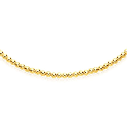 Solid 14K Real Gold 4mm Beaded Chain Necklace 16"-18" Adjustable