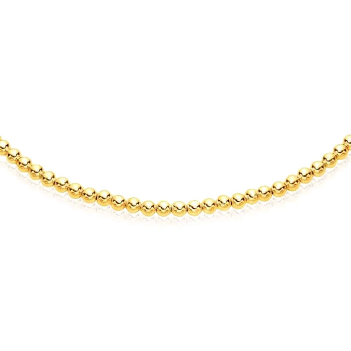 14K Yellow Gold 4mm Beaded Chain (Solid Links) 16" - 18" Adjustable - WJD Exclusives