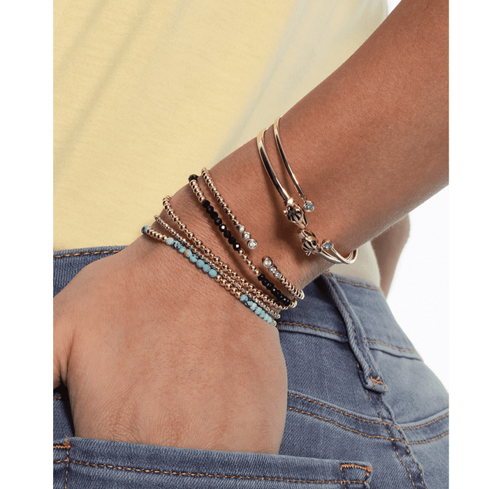 14K Yellow White Gold Two - Tone Bead Ball Bracelet (Solid Links) 7" - WJD Exclusives