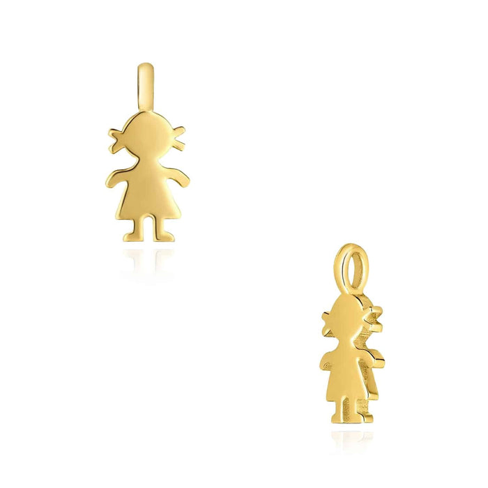 Kids& Mom's 14K Gold Girl Silhouette Pendant 0.4" - WJD Exclusives