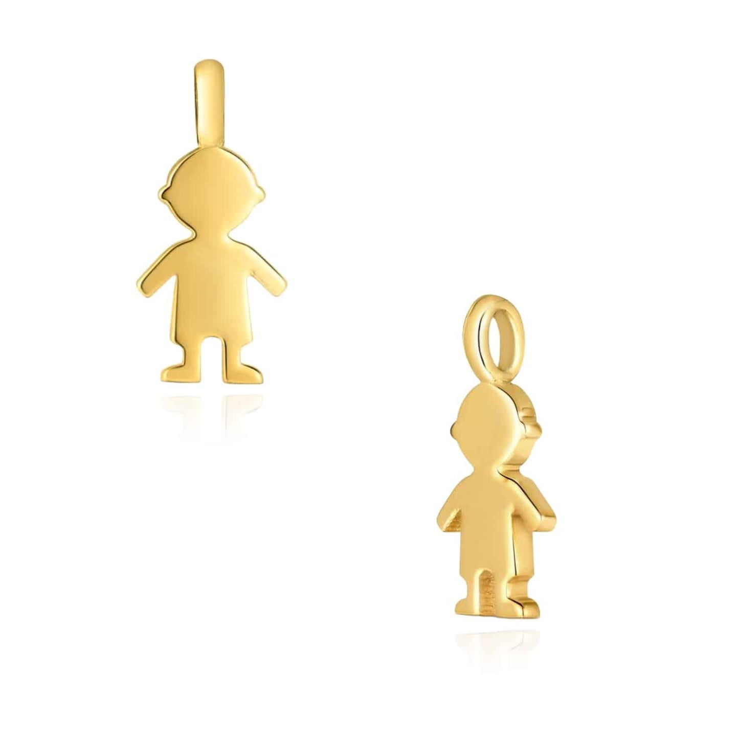 Kid's 14K Real Gold Boy Silhouette Charm Pendant 0.4"