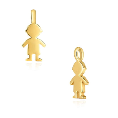 Kid's 14K Real Gold Boy Silhouette Charm Pendant 0.4"