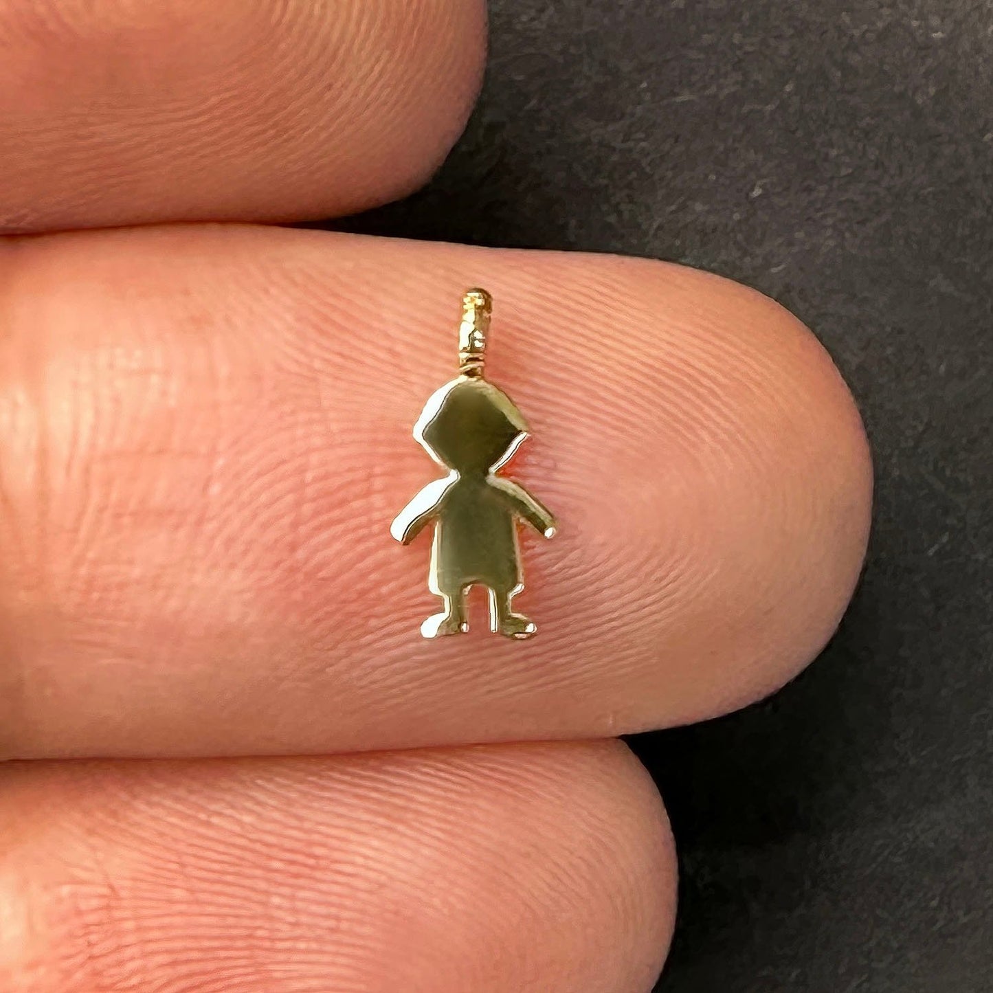 Kid's 14K Real Gold Boy Silhouette Charm Pendant 0.4"