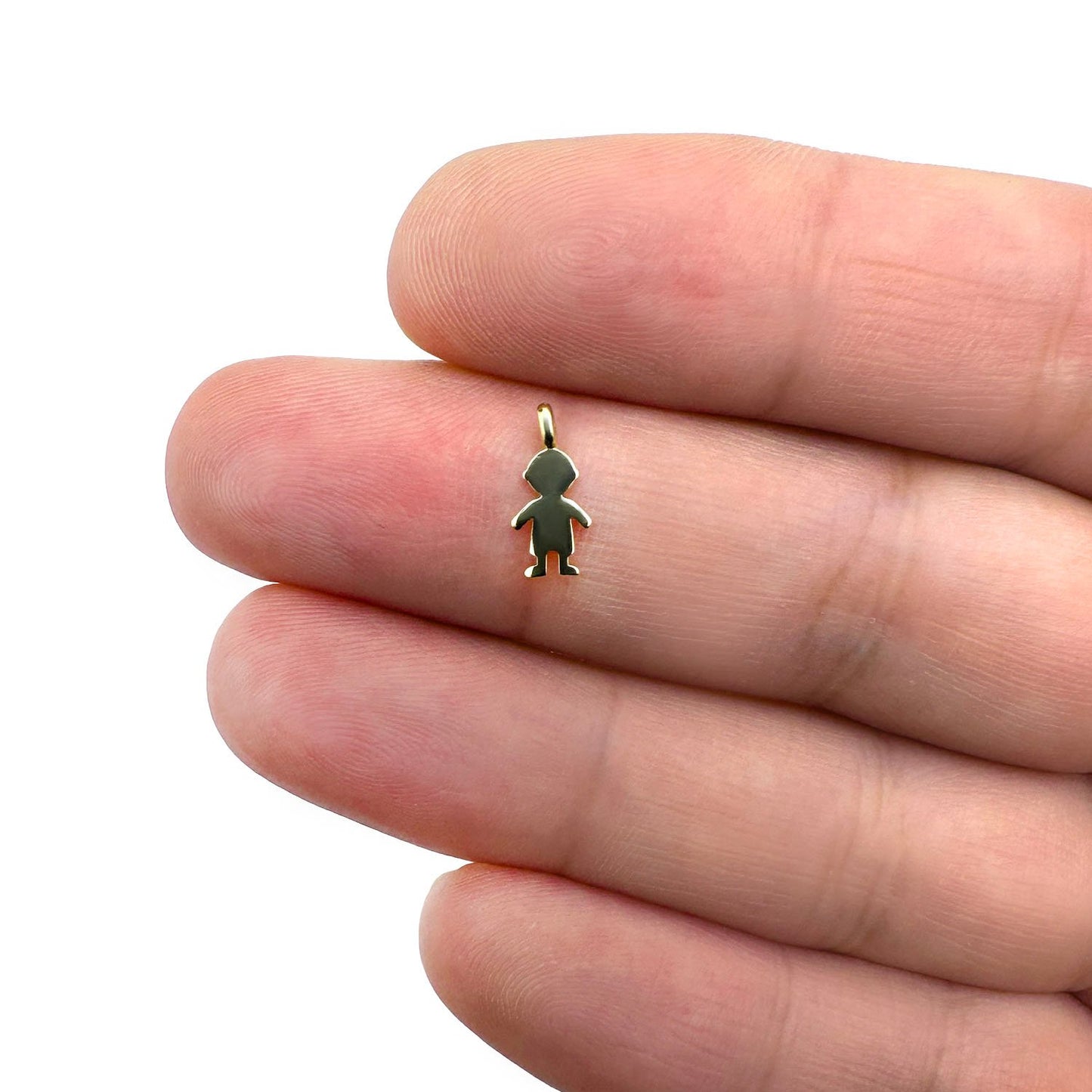 Kid's 14K Real Gold Boy Silhouette Charm Pendant 0.4"