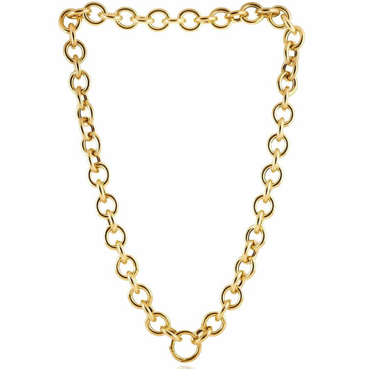 Solid 14K Real Gold 11.6mm Round Chain Necklace 18"