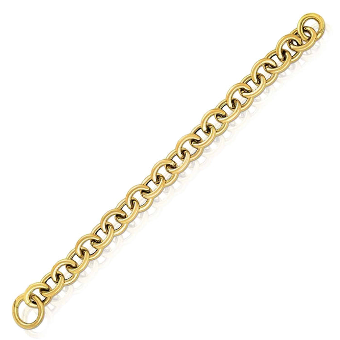 14K Yellow Gold 11.6mm Chunky Round Bracelet (Solid Links) 7.5" - WJD Exclusives