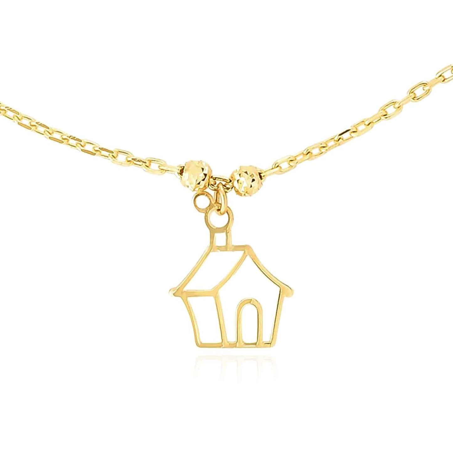 14K Real Gold Holiday Festive Pendant Charms Necklace 14"-18" Adjustable