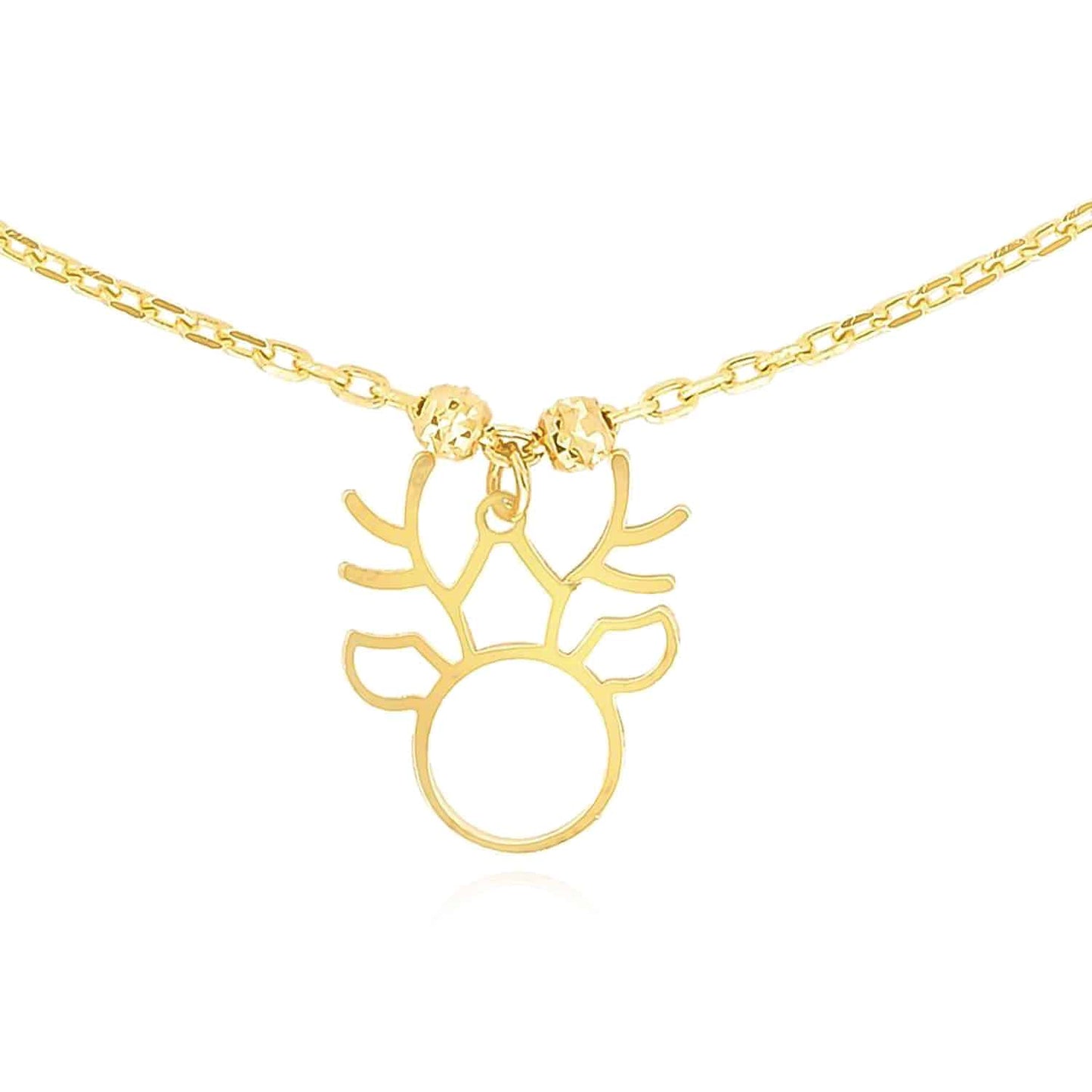 14K Real Gold Holiday Festive Pendant Charms Necklace 14"-18" Adjustable