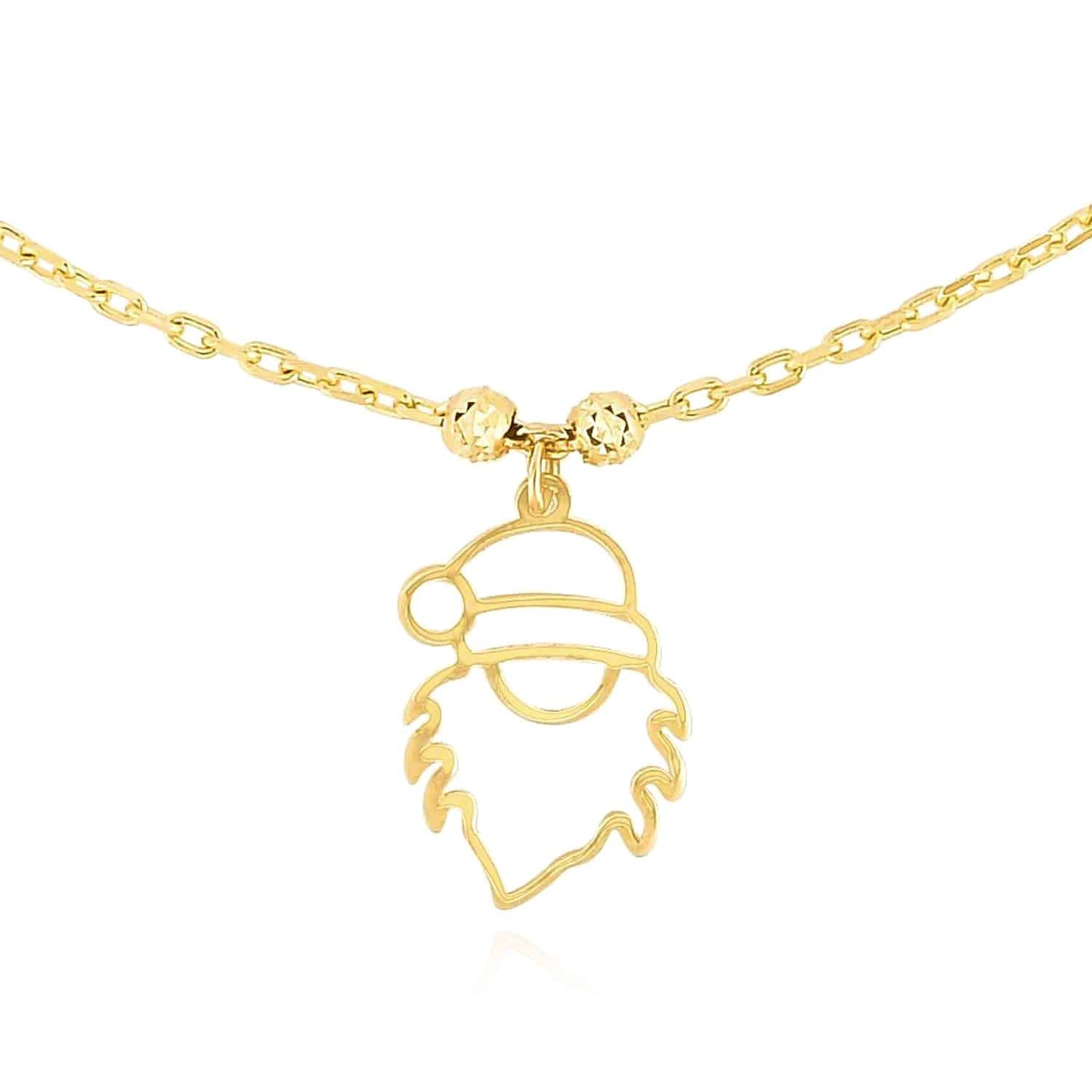 14K Real Gold Holiday Festive Pendant Charms Necklace 14"-18" Adjustable