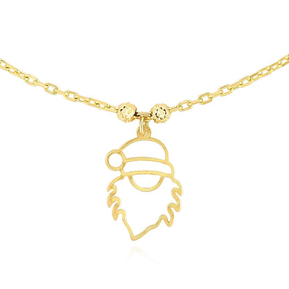 14K Real Gold Holiday Festive Pendant Charms Necklace 14"-18" Adjustable