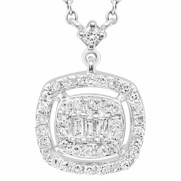 0.25CTW Natural Diamond 10K Yellow White Gold Square Necklace (Solid Links) 18" - WJD Exclusives
