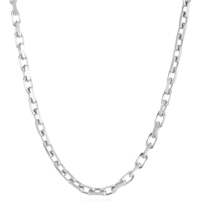 14K White Gold 2.45mm Luxe Cable Chain (Solid Links) 18" - 24" - WJD Exclusives