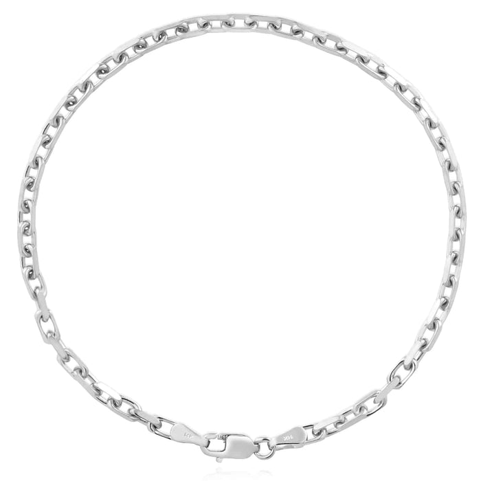 14K White Gold 2.5mm Luxe Cable Bracelet (Solid Links) 7.25" - WJD Exclusives