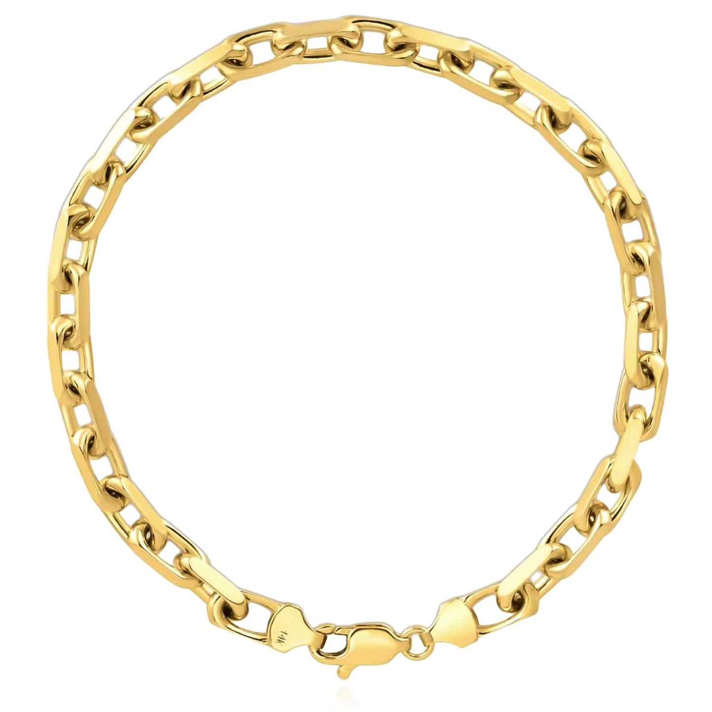 14K Real Gold Yellow White 4.8mm Luxe Cable Bracelet 8.25"