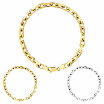 14K Yellow White Gold 4.8mm Luxe Cable Bracelet (Solid Links) 8.25" - WJD Exclusives