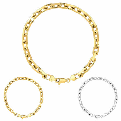 14K Real Gold Yellow White 4.8mm Luxe Cable Bracelet 8.25"