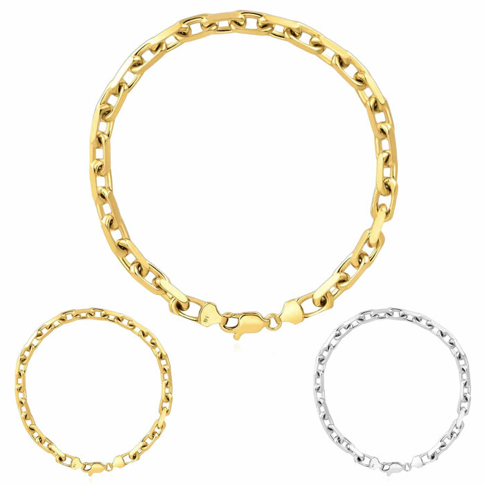 14K Yellow White Gold 4.8mm Luxe Cable Bracelet (Solid Links) 8.25" - WJD Exclusives