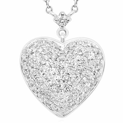 0.50CTW Natural Diamond 10K Yellow White Gold Heart Necklace (Solid Links) 18" - WJD Exclusives