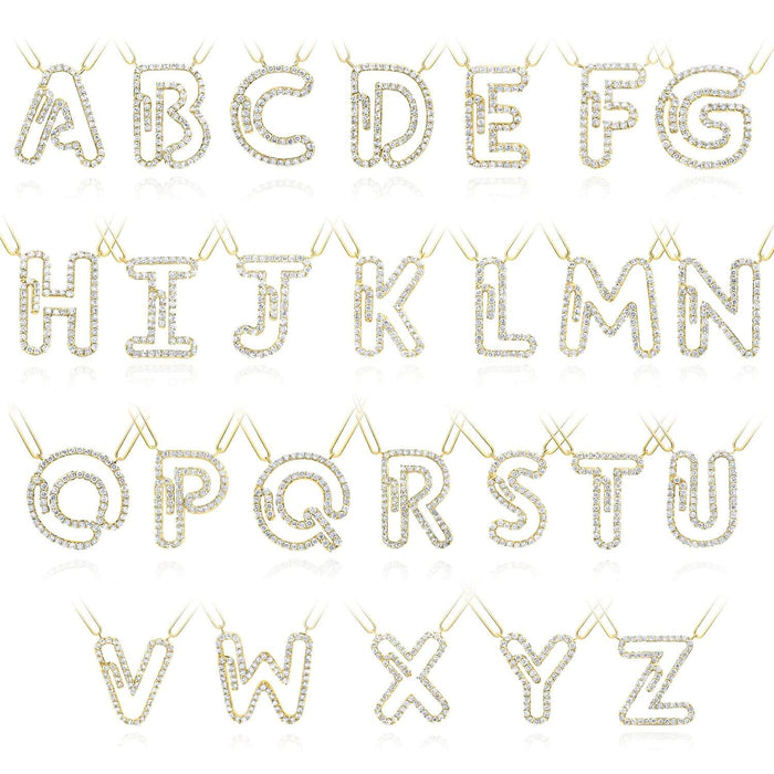 0.33CTW Natural Diamond 10K Yellow Gold Initial Paperclip Necklace (Solid Links) 18" - WJD Exclusives