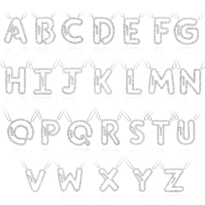 0.33CTW Natural Diamond 10K White Gold Initial Paperclip Necklace (Solid Links) 18" - WJD Exclusives