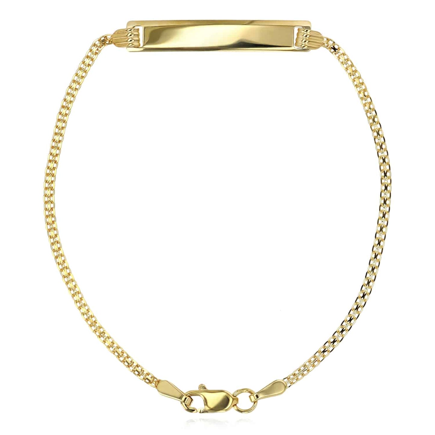 Kids 14K Real Gold Yellow Round Bismark ID Engravable 6"