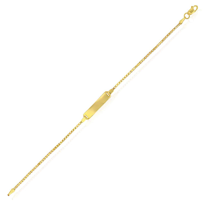 Kids 14K Yellow Gold Round Bismark ID Engravable Bracelet (Solid Links) 6" - WJD Exclusives