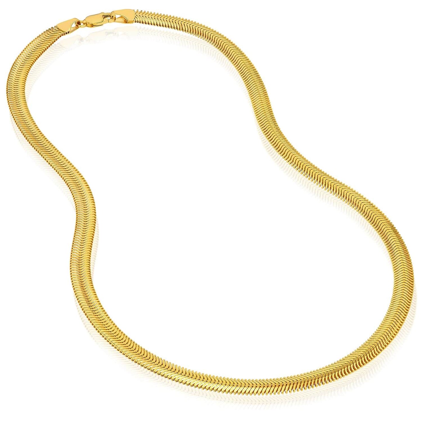 14K Real Gold Yellow 6.4mm Snake Necklace 16" 18"